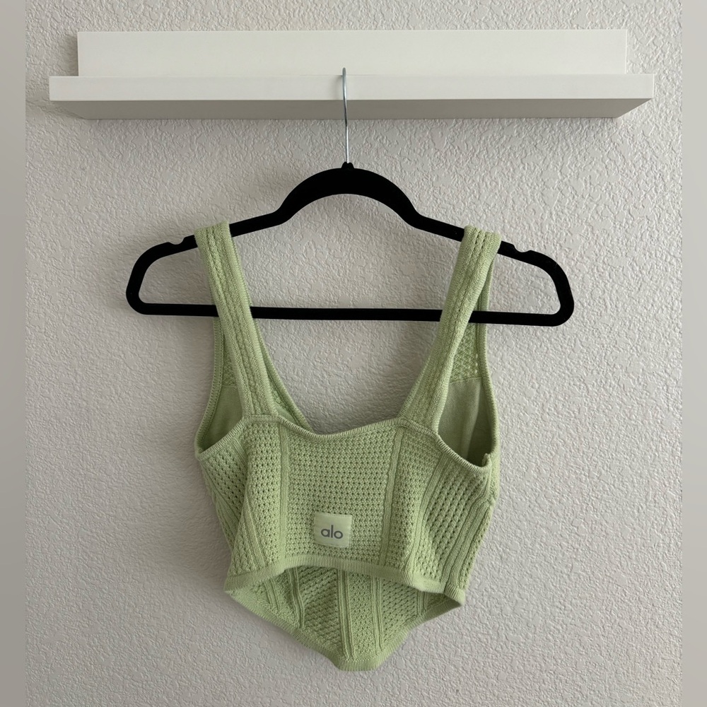 Alo Yoga Open-Knit The Sun Corset Tank / color: iced green tea / size: xs or s - Picture 3 of 3